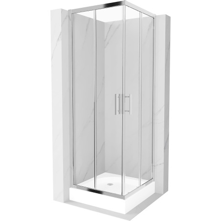 Mexen Rio kabina prysznicowa kwadratowa 70 x 70 cm, transparent, chrom + brodzik Rio, biały - 860-070-070-01-00-4510