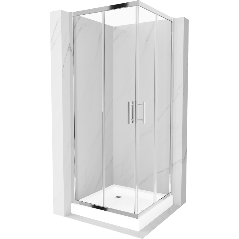 Mexen Rio cabina doccia quadrata 80 x 80 cm, trasparente, cromo + piatto doccia Rio, bianco - 860-080-080-01-00-4510
