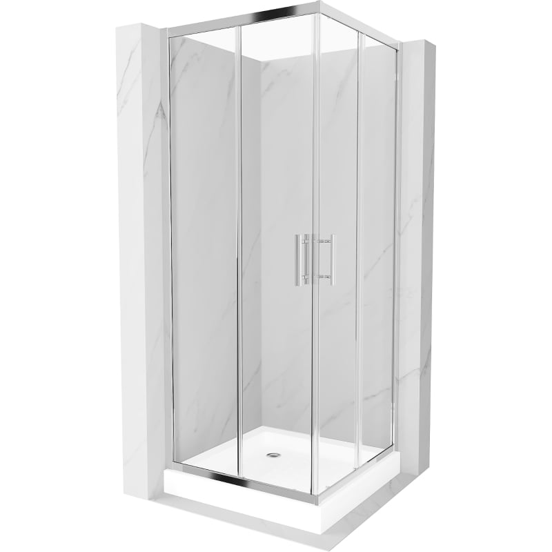 Mexen Rio ruudukujuline dušinurk 80 x 80 cm, läbipaistev, kroom + dušialus, valge - 860-080-080-01-00-4510