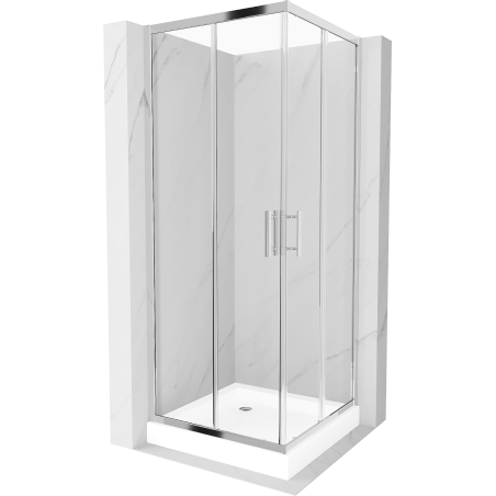 Mexen Rio fyrkantig duschkabin 80 x 80 cm, transparent, krom + duschkar, vit - 860-080-080-01-00-4510