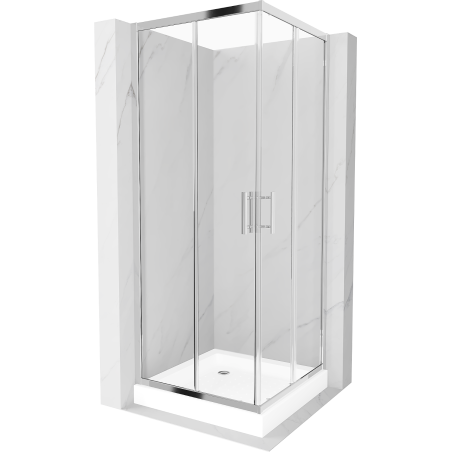 Mexen Rio kabina prysznicowa kwadratowa 80 x 80 cm, transparent, chrom + brodzik Rio, biały - 860-080-080-01-00-4510