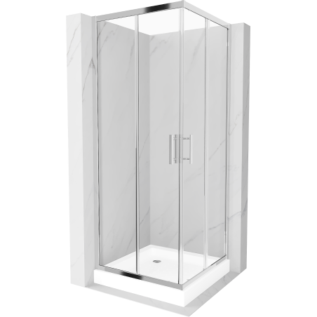 Mexen Rio vierkante douchecabine 80 x 80 cm, transparant, chroom + Rio douchebak, wit - 860-080-080-01-00-4510