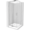 Mexen Rio cabine de duche quadrada 80 x 80 cm, transparente, cromada + base, branco - 860-080-080-01-00-4510