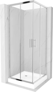Mexen Rio cabine de douche carrée 80 x 80 cm, transparent, chrome + receveur Rio, blanc - 860-080-080-01-00-4510