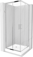 Mexen Rio Kvadratna tuš kabina 80 x 80 cm, prozorna, kromirana + kad, bela - 860-080-080-01-00-4510