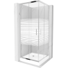 Mexen Rio cabine de douche carrée 80 x 80 cm, bandes blanches, chrome + receveur, blanc - 860-080-080-01-20-4510
