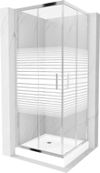 Mexen Rio cabine de douche carrée 80 x 80 cm, bandes blanches, chrome + receveur, blanc - 860-080-080-01-20-4510