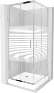 Mexen Rio square shower cabin 80 x 80 cm, white stripes, chrome + Rio shower tray, white - 860-080-080-01-20-4510