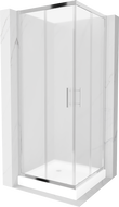 Mexen Rio cabina de ducha cuadrada 80 x 80 cm, escarchado, cromo + plato de ducha Rio, blanco - 860-080-080-01-30-4510