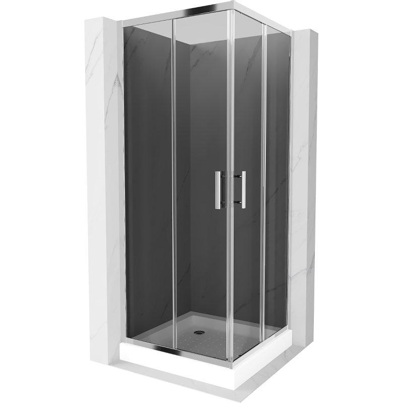 Mexen Rio kvadratna tuš kabina 80 x 80 cm, grafit, krom + kad, bela - 860-080-080-01-40-4510