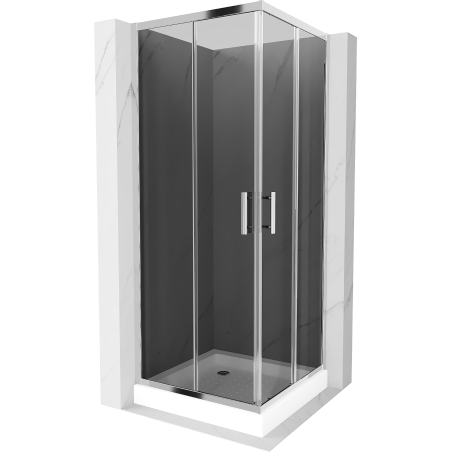 Mexen Rio kvadratna tuš kabina 80 x 80 cm, grafit, krom + kad, bela - 860-080-080-01-40-4510