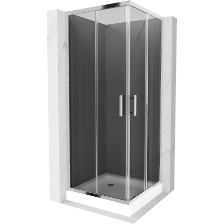 Mexen Rio vierkante douchecabine 80 x 80 cm, grafiet, chroom + Rio douchebak, wit - 860-080-080-01-40-4510