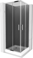 Mexen Rio square shower enclosure 80 x 80 cm, graphite, chrome + Rio shower tray, white - 860-080-080-01-40-4510
