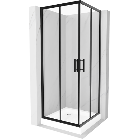 Mexen Rio cabine de duche quadrada 80 x 80 cm, transparente, preta + base de duche, branca - 860-080-080-70-00-4510