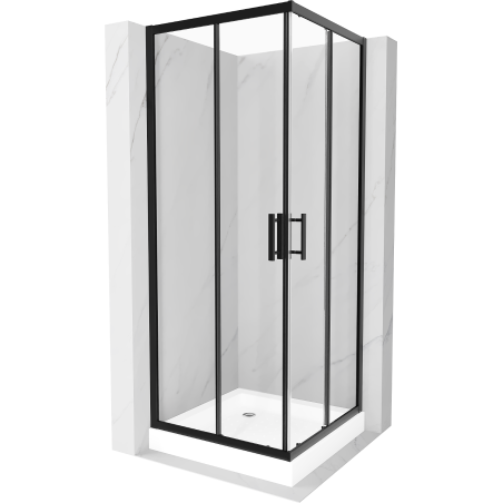 Mexen Rio square shower cabin 80 x 80 cm, transparent, black + tray, white - 860-080-080-70-00-4510