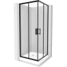 Mexen Rio cabine de duche quadrada 80 x 80 cm, transparente, preta + base de duche, branca - 860-080-080-70-00-4510