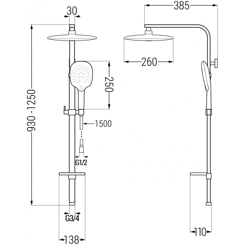 Mexen Q22 duschkolonn, krom - 798222295-00