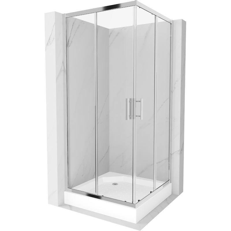 Mexen Rio fyrkantig duschkabin 90 x 90 cm, transparent, krom + duschkar, vit - 860-090-090-01-00-4510