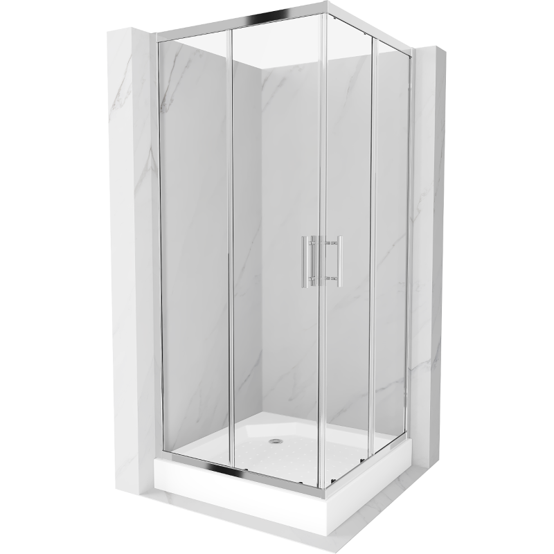 Mexen Rio vierkante douchecabine 90 x 90 cm, transparant, chroom + douchebak, wit - 860-090-090-01-00-4510