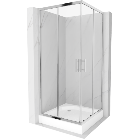 Mexen Rio kvadratna pršna kabina 90 x 90 cm, prozorna, krom + kad, bela - 860-090-090-01-00-4510