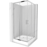 Mexen Rio kvadratna pršna kabina 90 x 90 cm, prozorna, krom + kad, bela - 860-090-090-01-00-4510
