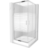 Mexen Rio kvadratna tuš kabina 90 x 90 cm, bijele pruge, krom + tuš kada, bijela - 860-090-090-01-20-4510