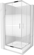 Mexen Rio square shower enclosure 90 x 90 cm, white stripes, chrome + Rio tray, white - 860-090-090-01-20-4510