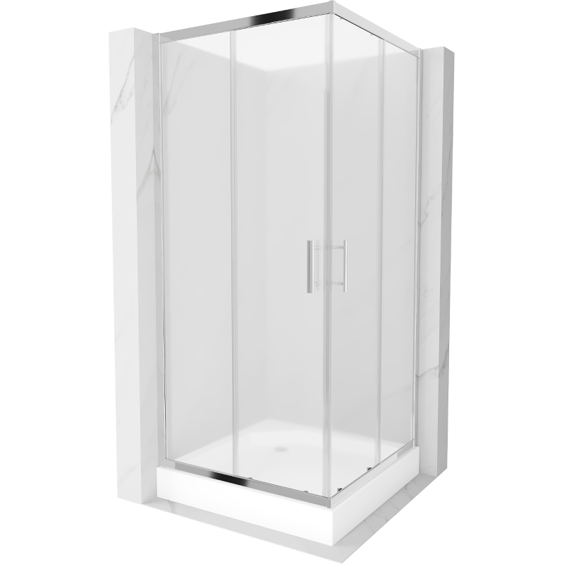 Mexen Rio cabine de duche quadrada 90 x 90 cm, fosca, cromada + base de duche, branca - 860-090-090-01-30-4510
