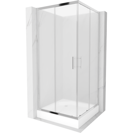 Mexen Rio fyrkantig duschkabin 90 x 90 cm, frost, krom + bricka, vit - 860-090-090-01-30-4510