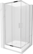 Mexen Rio Square Shower Enclosure 90 x 90 cm, Frosted, Chrome + Rio Shower Tray, White - 860-090-090-01-30-4510