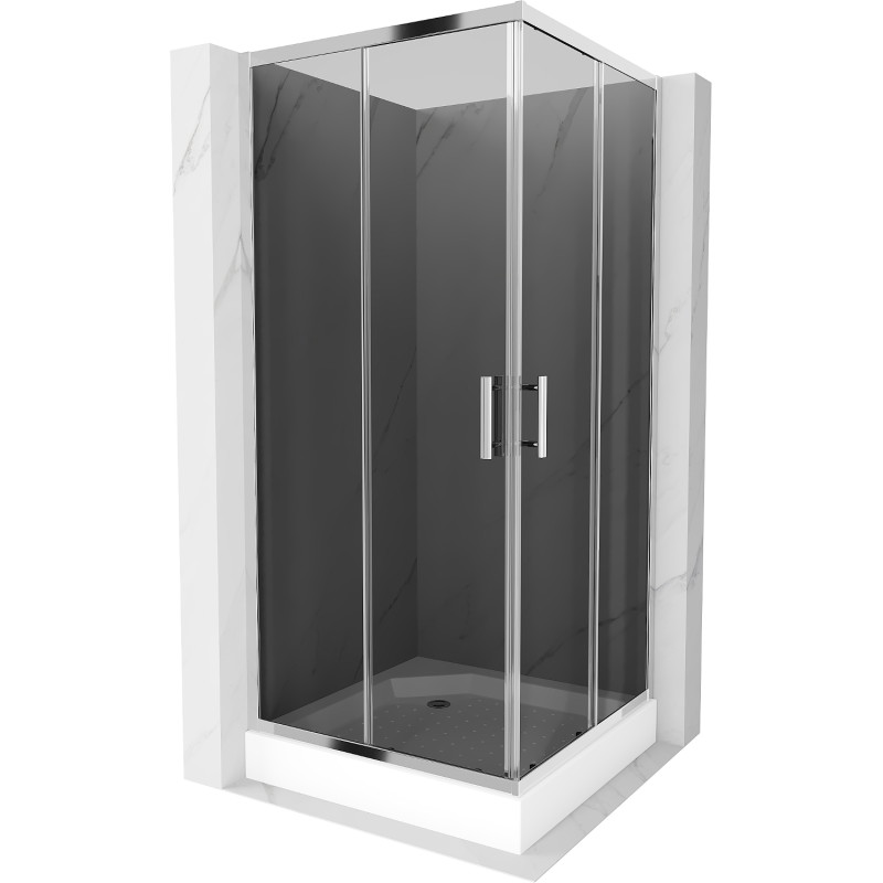 Mexen Rio ruut pritsikabiin 90 x 90 cm, grafiit, kroom + alus, valge - 860-090-090-01-40-4510
