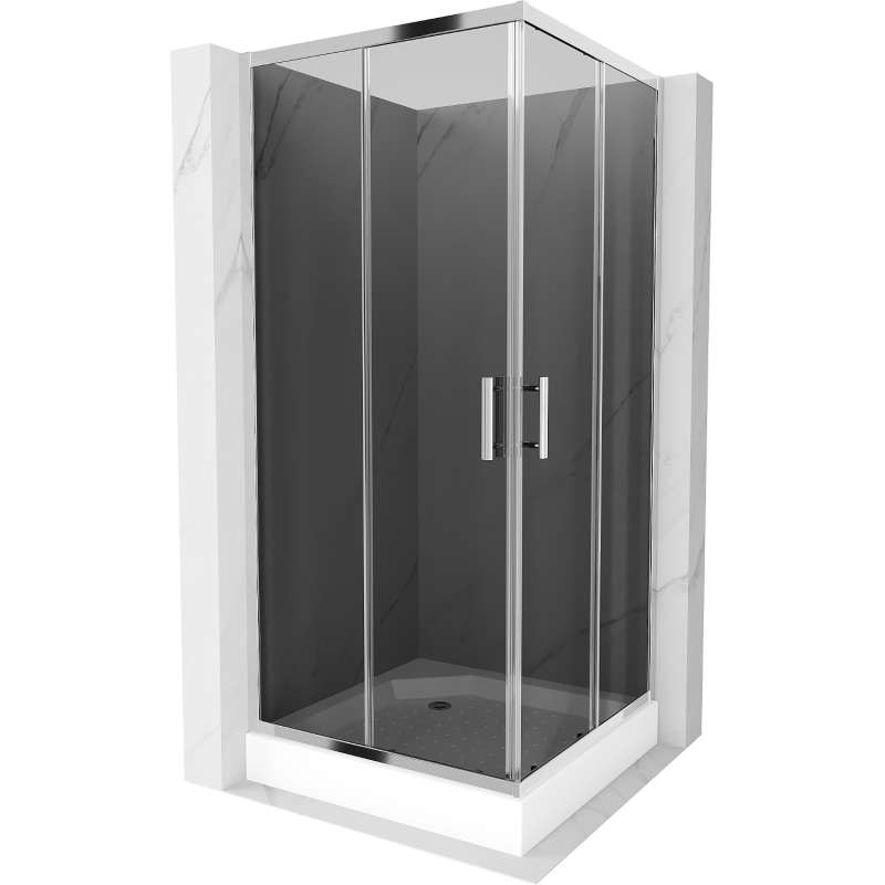 Mexen Rio square shower cabin 90 x 90 cm, graphite, chrome + Rio shower tray, white - 860-090-090-01-40-4510