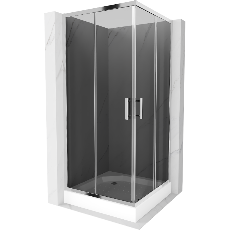 Mexen Rio vierkante douchecabine 90 x 90 cm, grafiet, chroom + Rio douchebak, wit - 860-090-090-01-40-4510