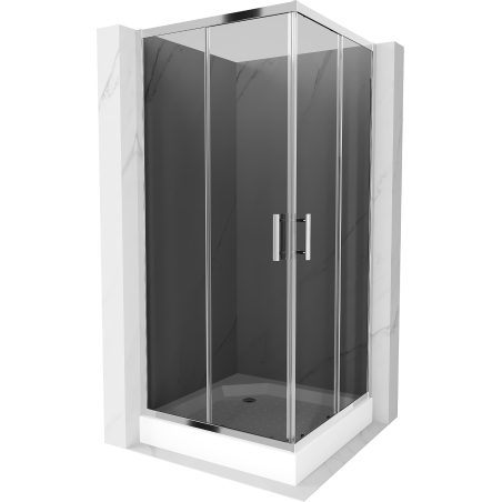 Mexen Rio vierkante douchecabine 90 x 90 cm, grafiet, chroom + Rio douchebak, wit - 860-090-090-01-40-4510