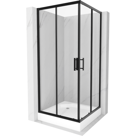 Mexen Rio cabine de duche quadrada 90 x 90 cm, transparente, preta + base de duche, branca - 860-090-090-70-00-4510