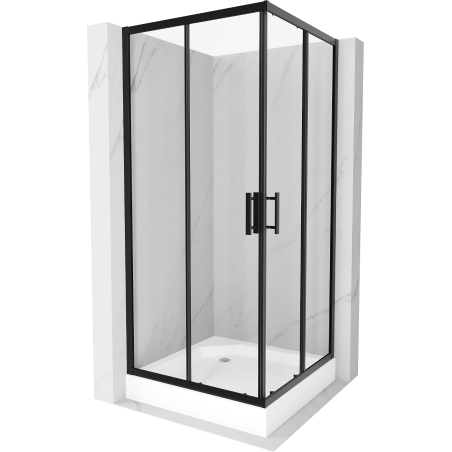 Mexen Rio ruudukujuline dušinurk 90 x 90 cm, läbipaistev, must + alusvann, valge - 860-090-090-70-00-4510
