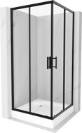 Mexen Rio square shower enclosure 90 x 90 cm, transparent, black + Rio shower tray, white - 860-090-090-70-00-4510