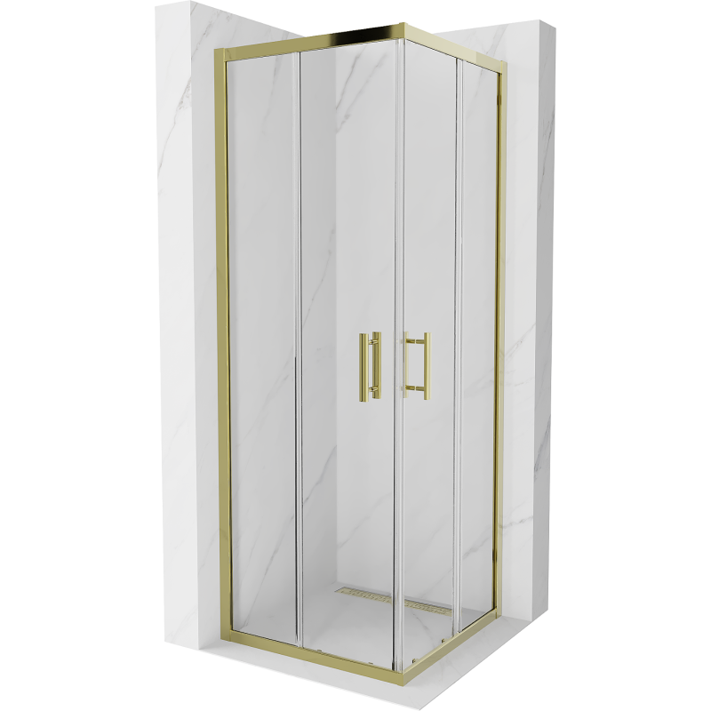 Mexen Rio vierkante douchecabine 70 x 70 cm, transparant, goud - 860-070-070-50-00