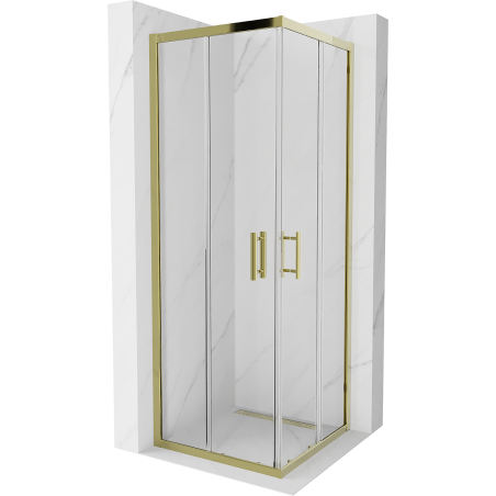 Mexen Rio kvadratna tuš kabina 70 x 70 cm, prozirna, zlatna - 860-070-070-50-00