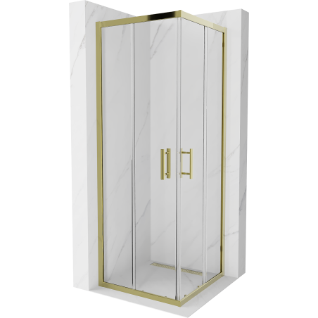 Mexen Rio vierkante douchecabine 70 x 70 cm, transparant, goud - 860-070-070-50-00