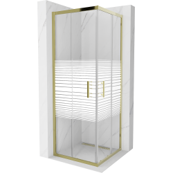 Mexen Rio kabina prysznicowa kwadratowa 70 x 70 cm, pasy, złota - 860-070-070-50-20