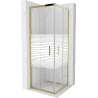 Mexen Rio cabine de duche quadrada 70 x 70 cm, faixas brancas, dourada - 860-070-070-50-20