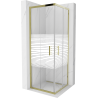 Mexen Rio vierkante douchecabine 70 x 70 cm, witte strepen, goud - 860-070-070-50-20