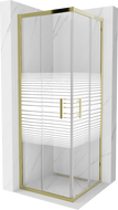 Mexen Rio cabine de duche quadrada 70 x 70 cm, faixas brancas, dourada - 860-070-070-50-20