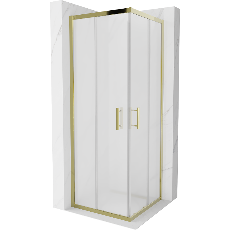 Mexen Rio cabina de ducha cuadrada 70 x 70 cm, escarcha, dorado - 860-070-070-50-30