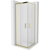 Mexen Rio cabina de ducha cuadrada 70 x 70 cm, escarcha, dorado - 860-070-070-50-30