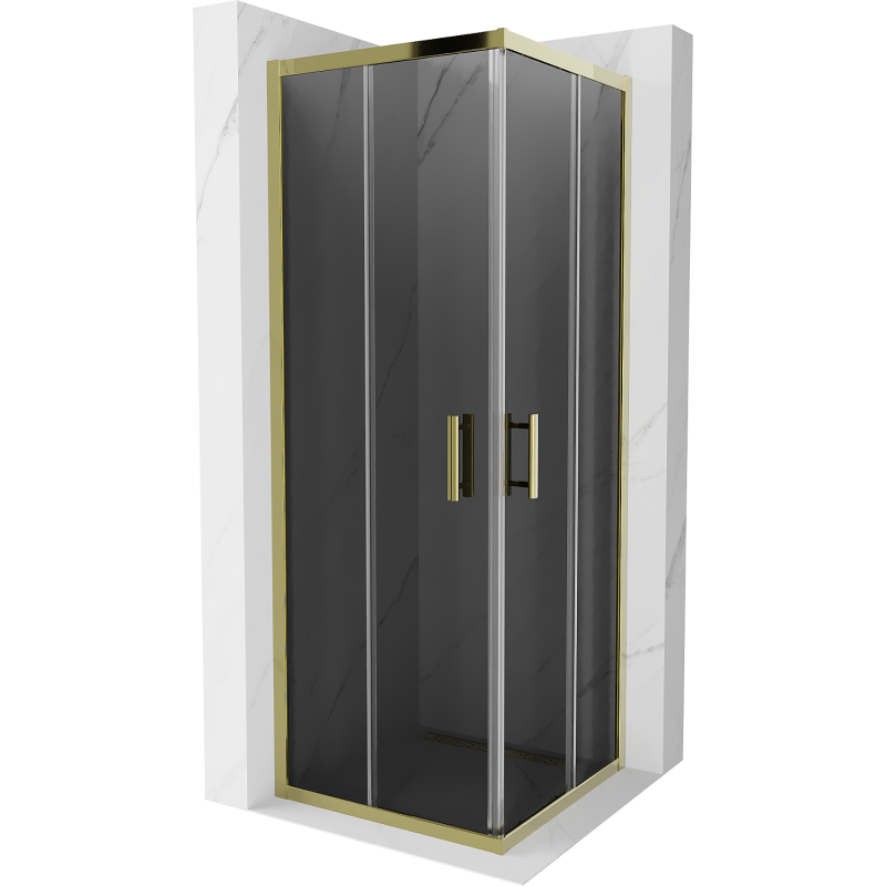 Mexen Rio cabina doccia quadrata 70 x 70 cm, grafite, oro - 860-070-070-50-40