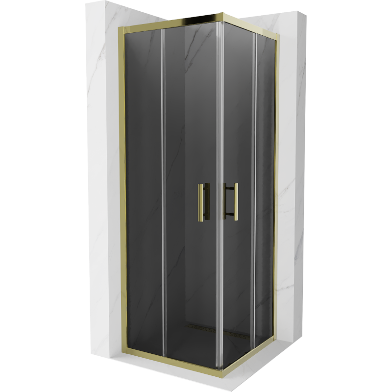 Mexen Rio neliönmuotoinen suihkukoppi 70 x 70 cm, grafiitti, kulta - 860-070-070-50-40