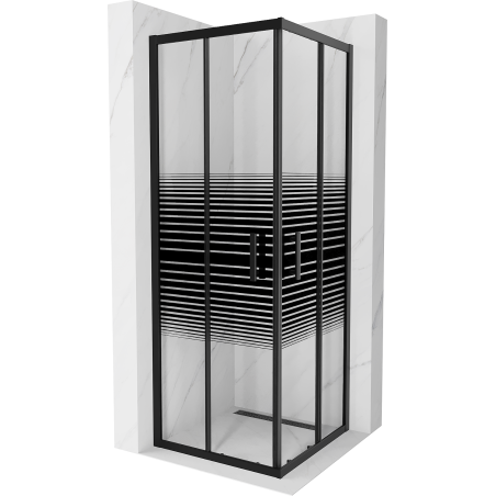 Mexen Rio cabine de douche carrée 70 x 70 cm, bandes noires, noire - 860-070-070-70-20