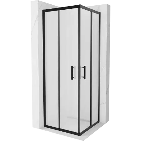 Mexen Rio cabine de douche carrée 70 x 70 cm, givrée, noire - 860-070-070-70-30